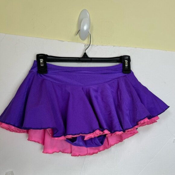 Figure Skating Boutique Double Georgette Skirt Stretch Purple Pink Ice Sports L - Picture 3 of 12